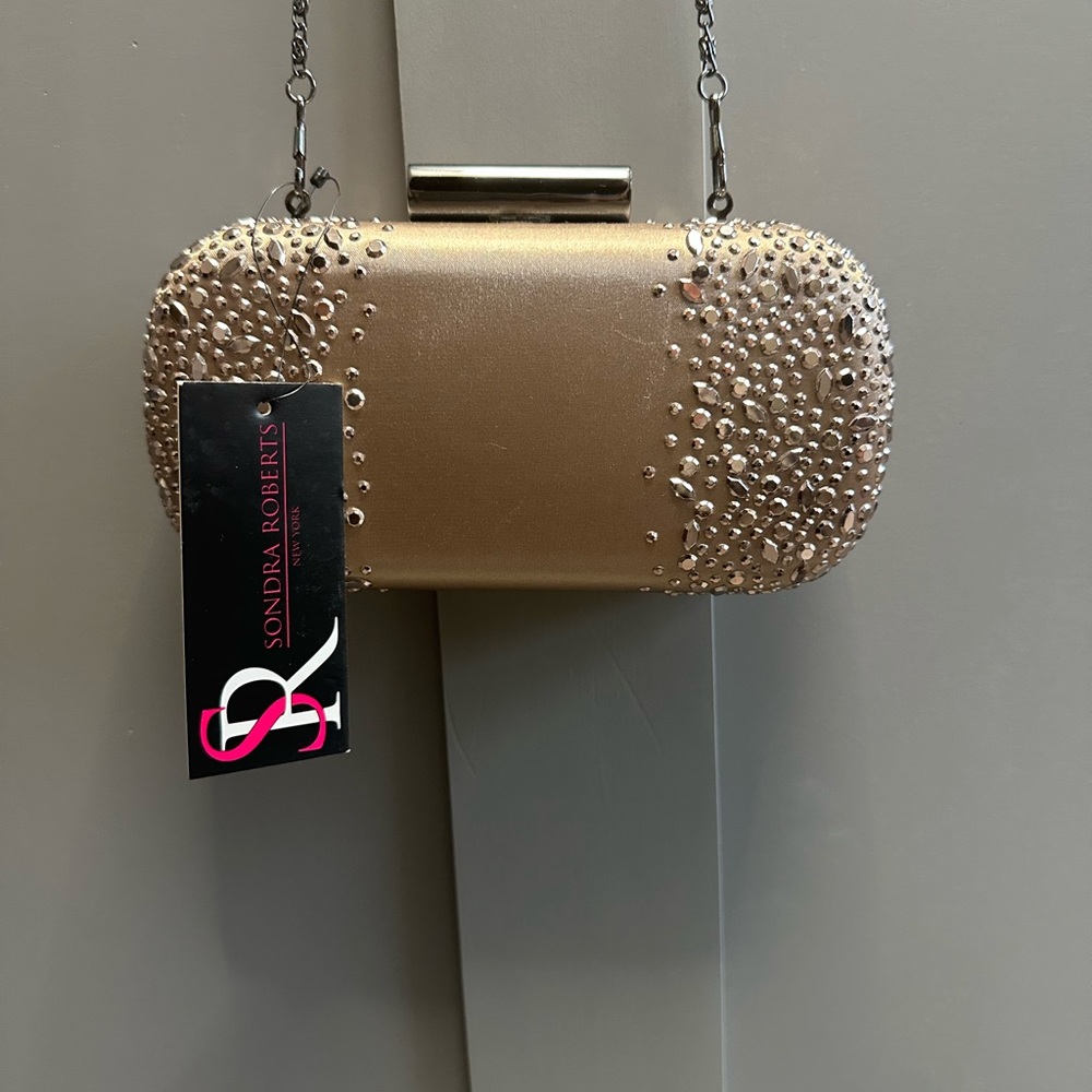 Sondra Roberts Metallic Gold Embellished Clutch